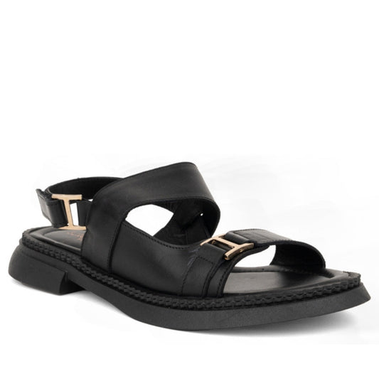 black casual open sandals