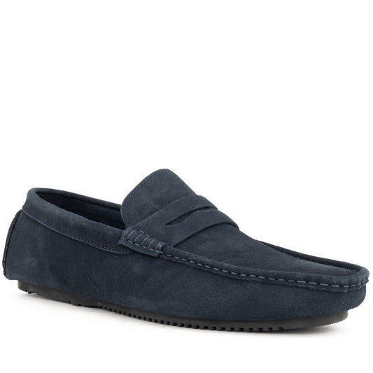 blue casual closed mocasins