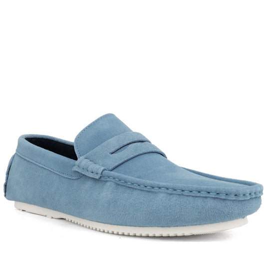 blue casual closed mocasins