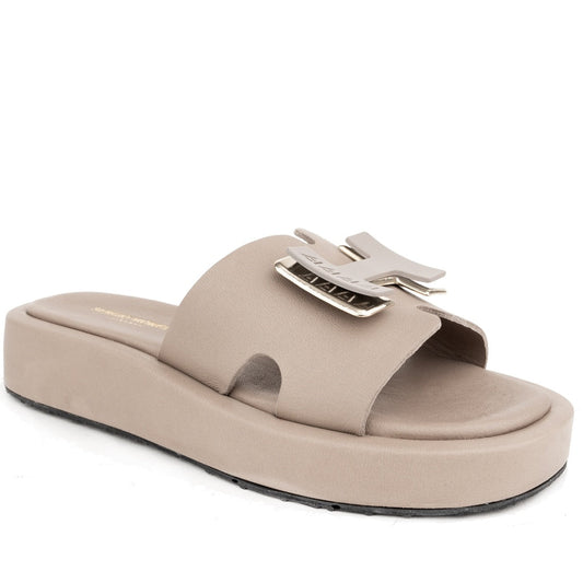 beige casual open slippers