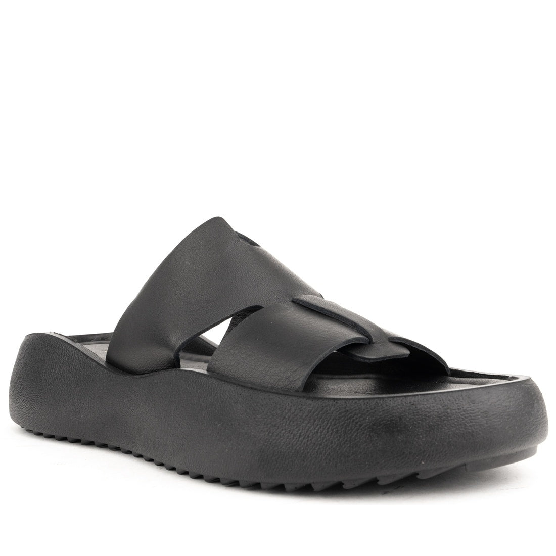 black casual open slippers