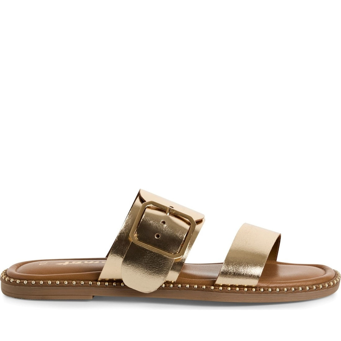 beige casual open mule flat