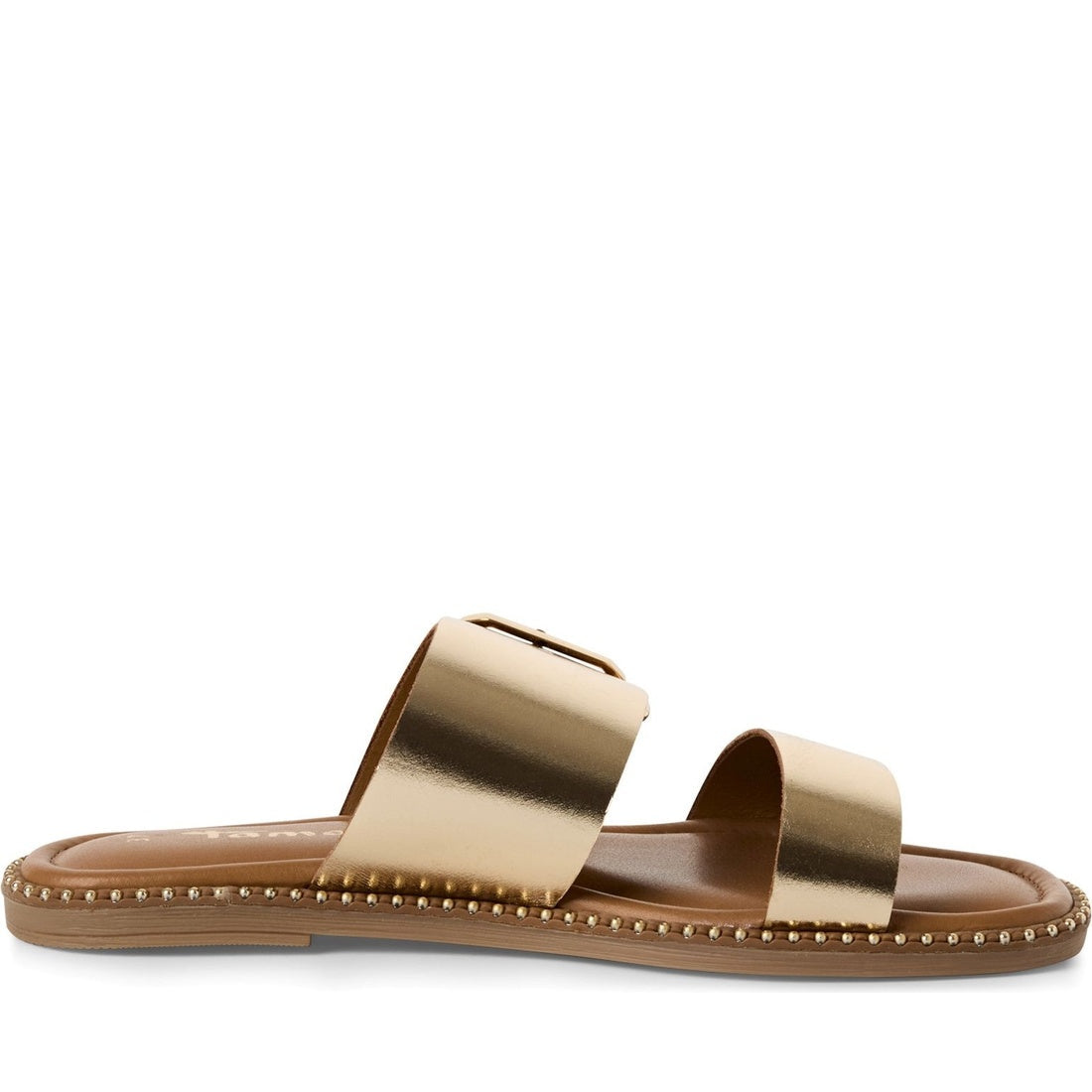 beige casual open mule flat