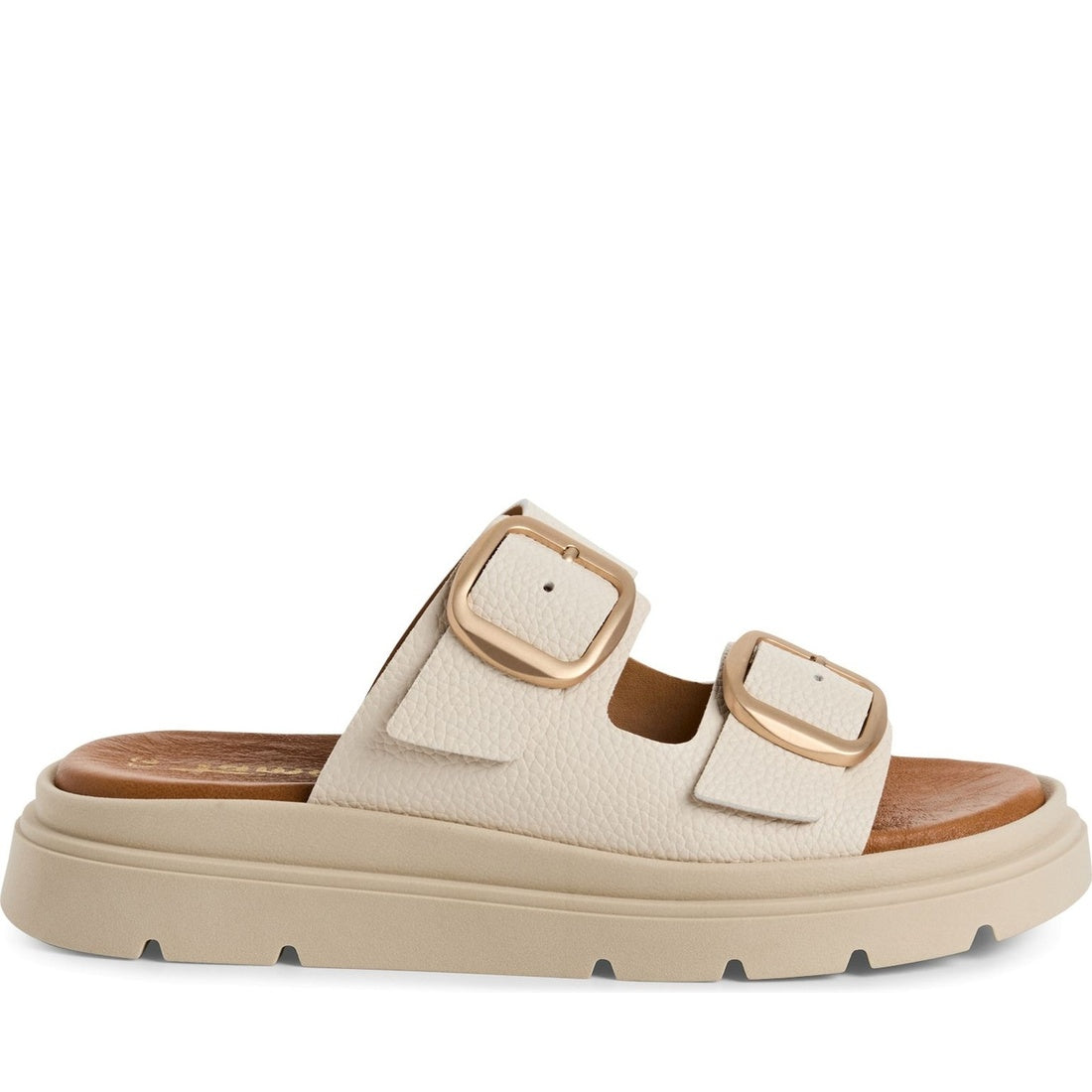 wedge/plat mule beige