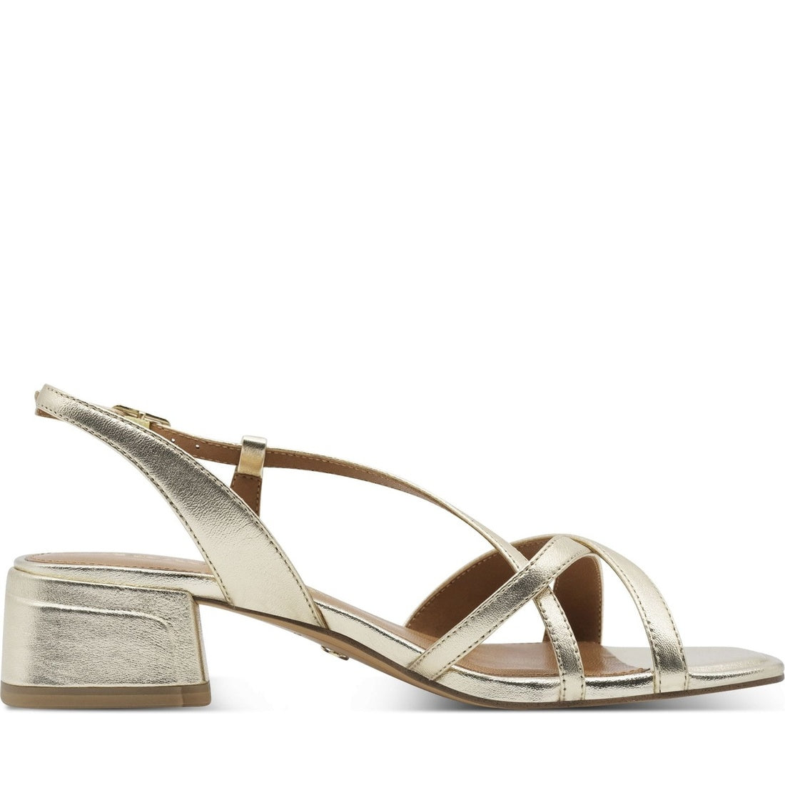gold casual open sandal heel