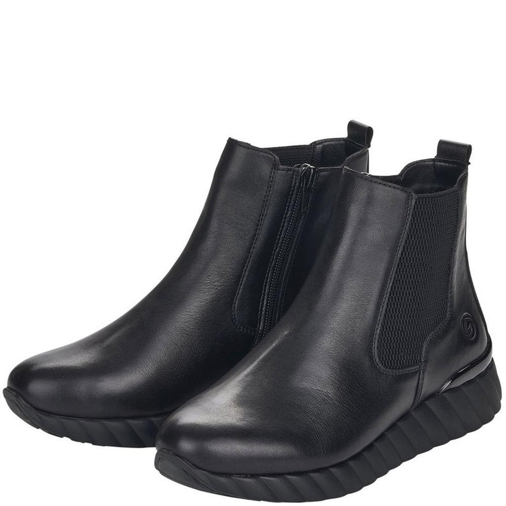 Remonte Womens Black Casual Leather Booties D5979-01 | Vilbury London