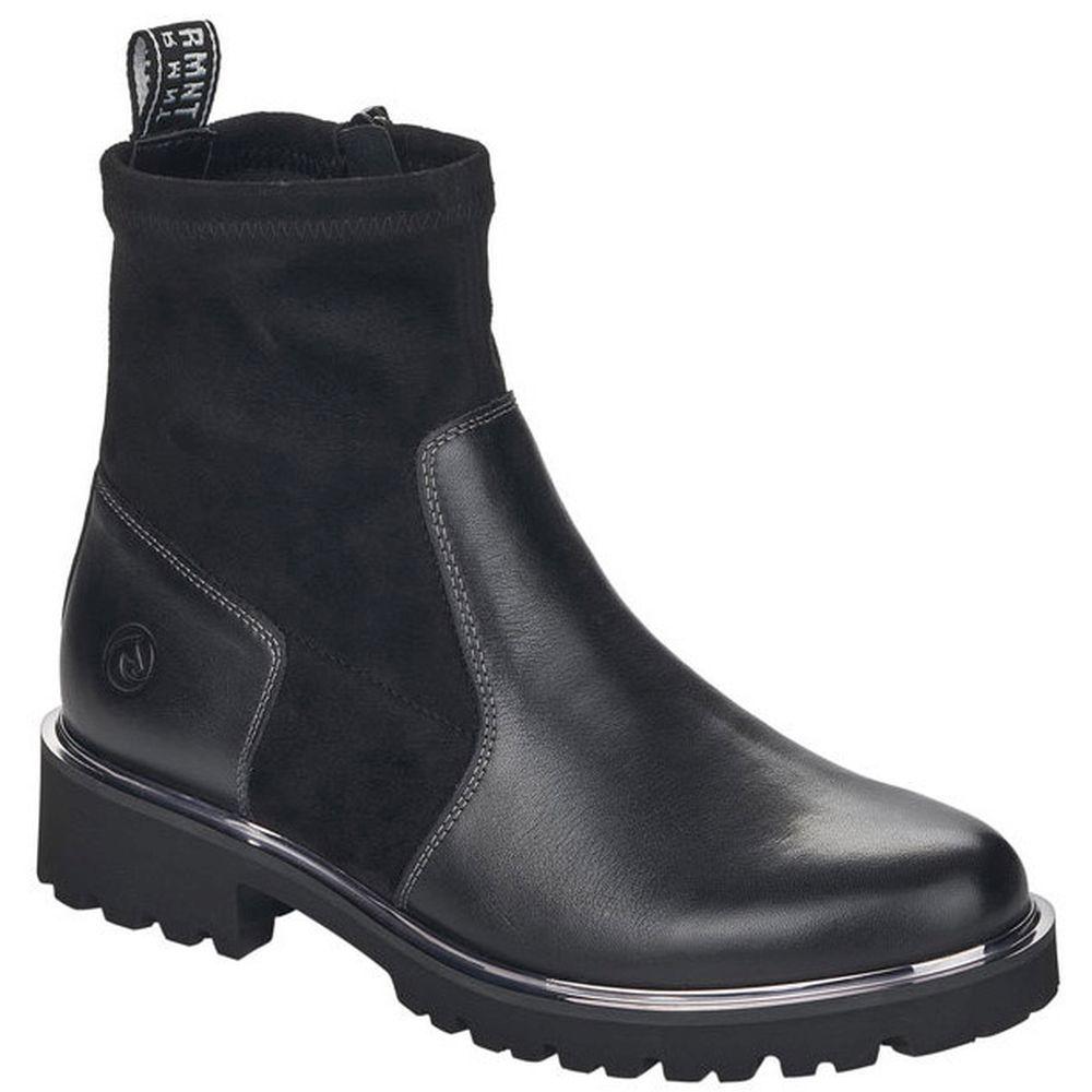Remonte Womens Black Casual Leather Booties D8686-01 | Vilbury London