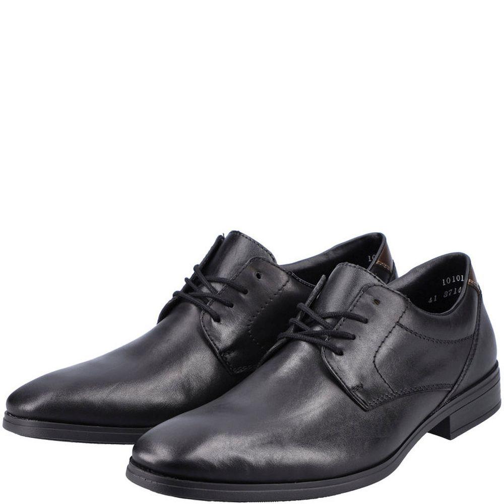 Rieker Mens Black Classic Leather Shoes 10101-00 | Vilbury London