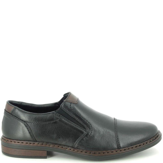 Rieker Mens Black Casual Leather Flats 17659-00 | Vilbury London