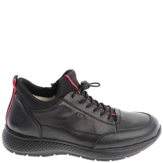 Rieker Mens Black Casual Leather Flats B7693-00 | Vilbury London