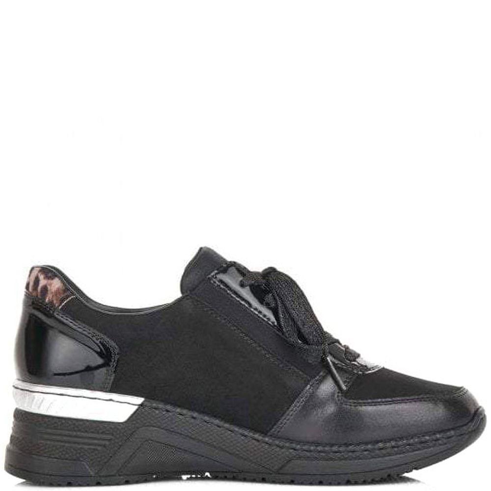 Rieker Womens Black Casual Leather Flats N4311-00 | Vilbury London
