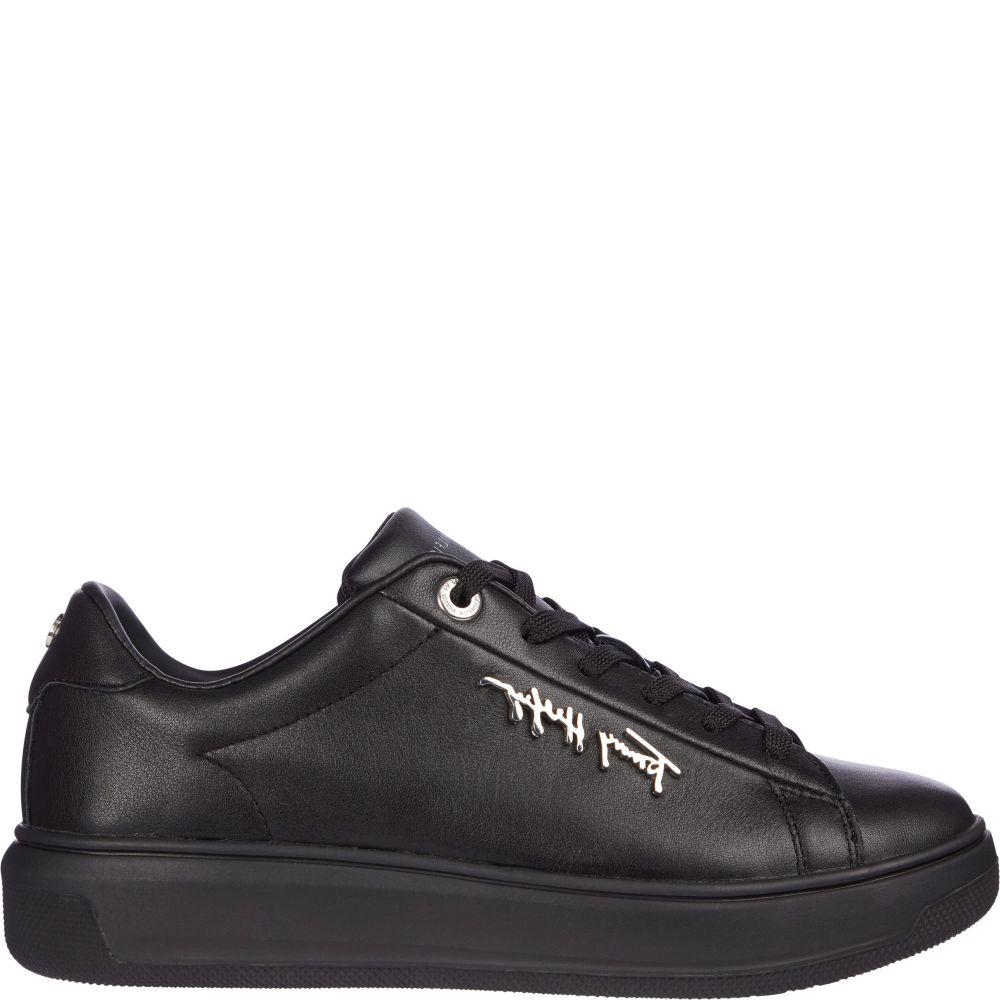 Tommy Hilfiger Womens Signature Leather Shoes FW0FW05806 0GJ | Vilbury London