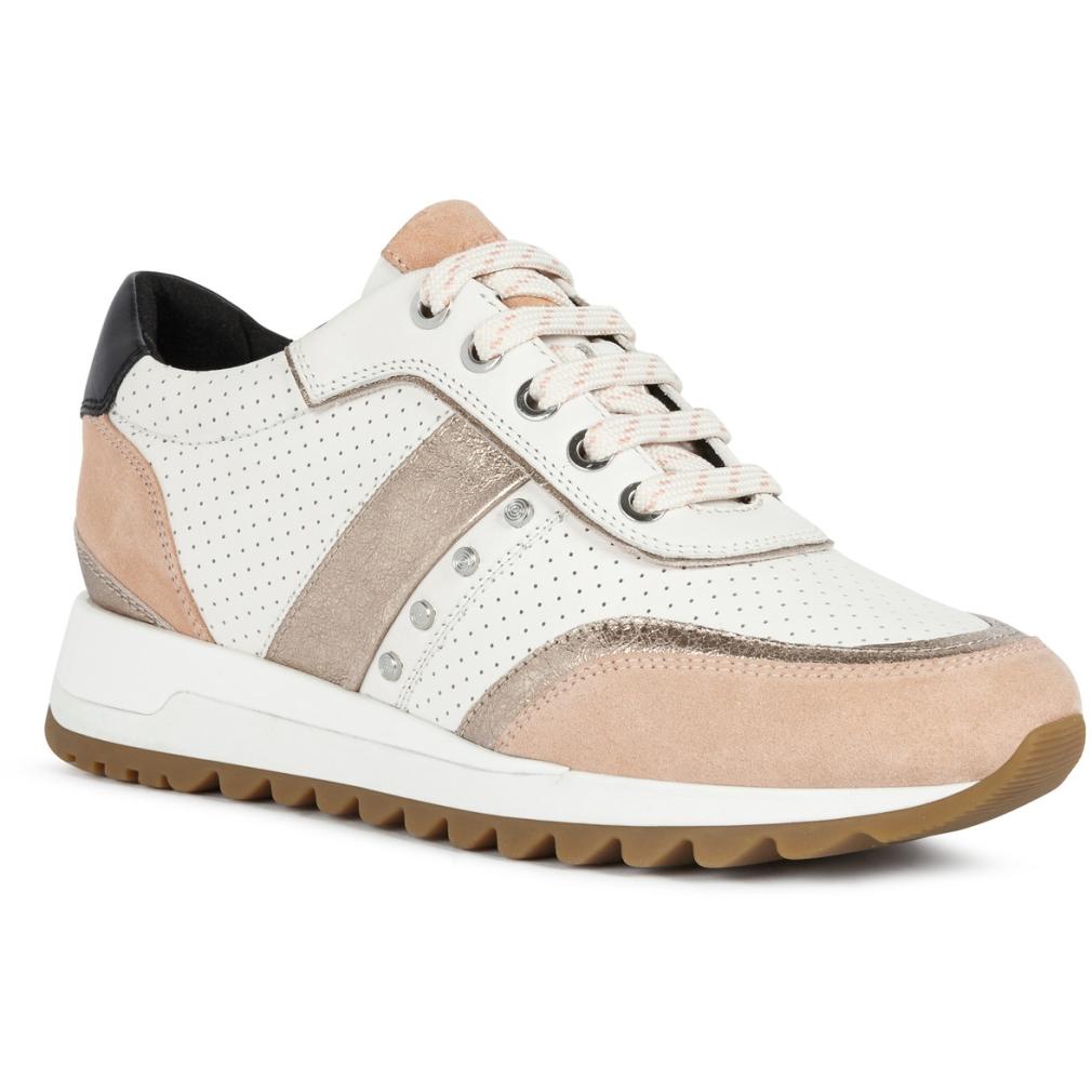 Geox Womens D Tabelya Off Wht Apricot Trainers D02Aqa 08522 C1375 | Vilbury London