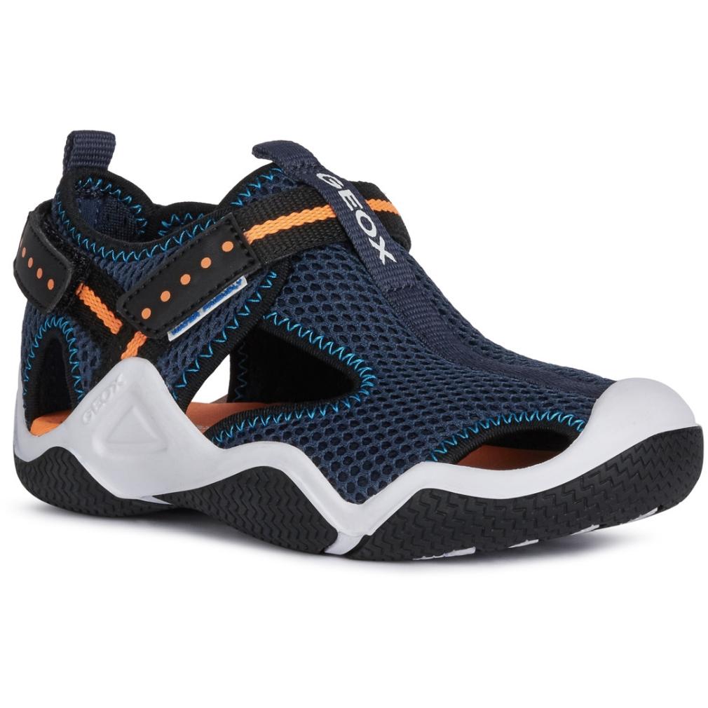 Geox Mens Jr Wader Navy Orangefluo Sandals J1530A 00014 C4074 | Vilbury London