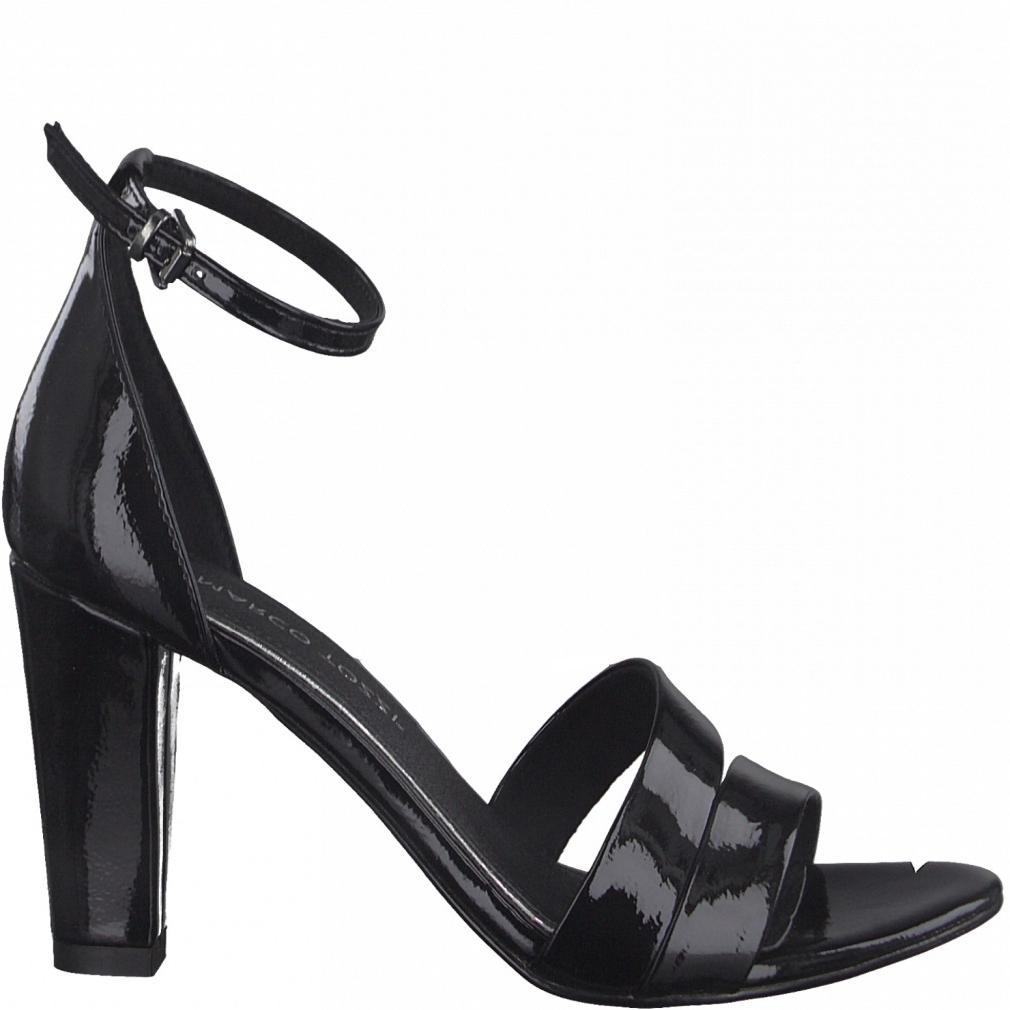 Marco Tozzi Womens Black Patent Elegant High Heel Sandals Sandals 28383-018 | Vilbury London
