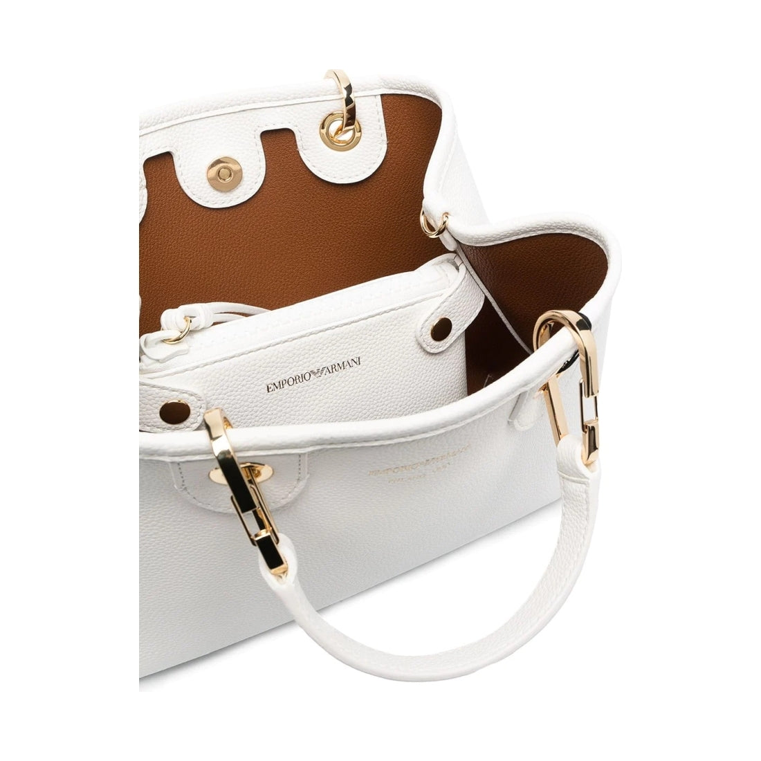 Emporio Armani womens Bianco Cuoio shopping bag | Vilbury London