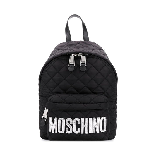 Moschino womens Fantasy Print Black back pack | Vilbury London
