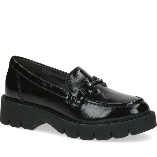 Caprice womens black naplak casual closed loafers | Vilbury London