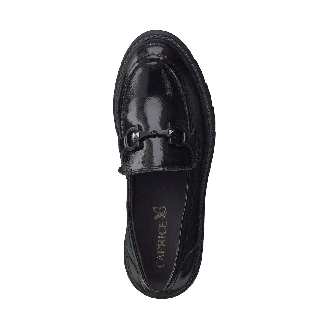 Caprice womens black naplak casual closed loafers | Vilbury London