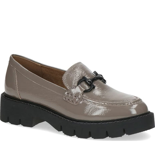 Caprice womens taupe naplak casual closed loafers | Vilbury London