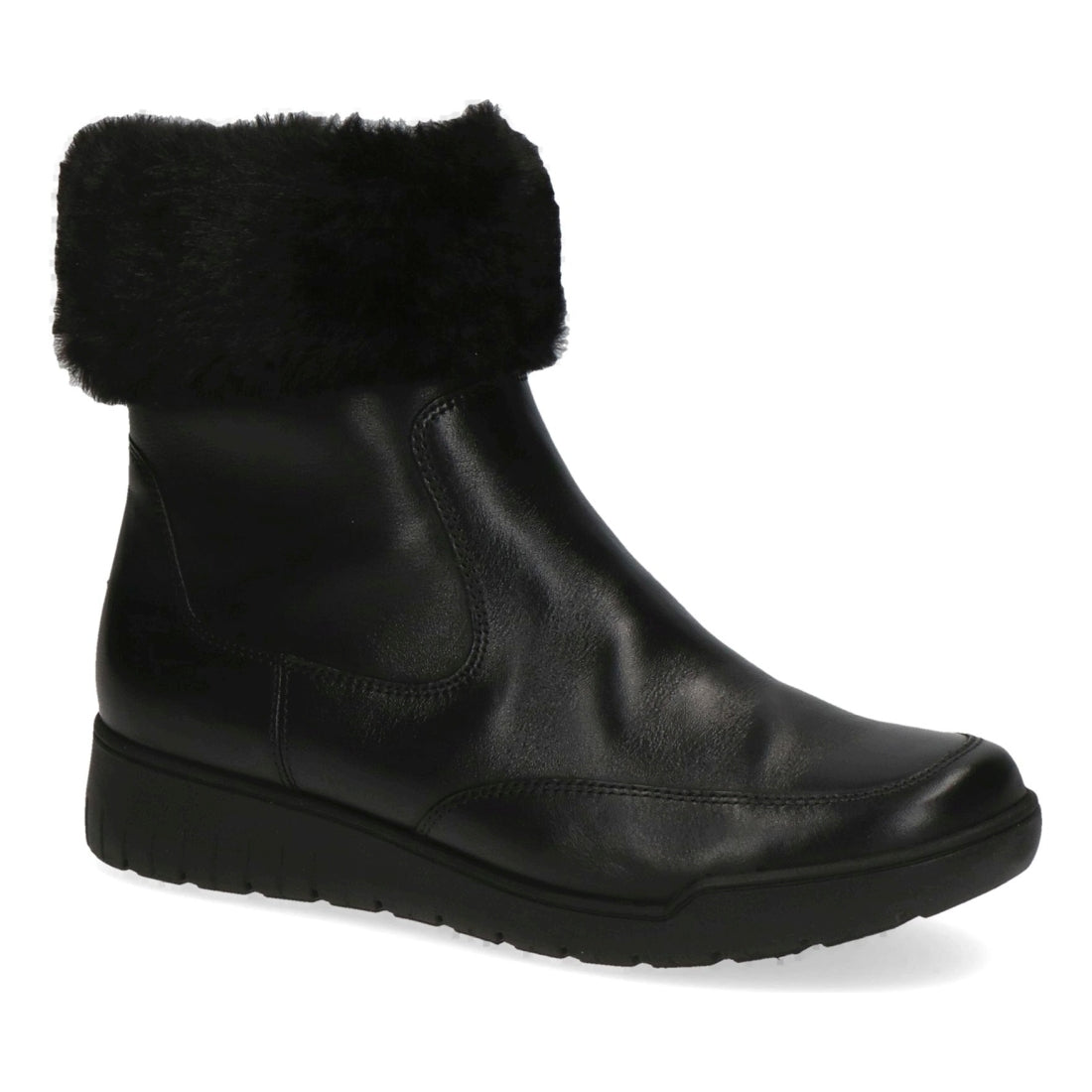 Caprice womens black nappa casual closed booties | Vilbury London