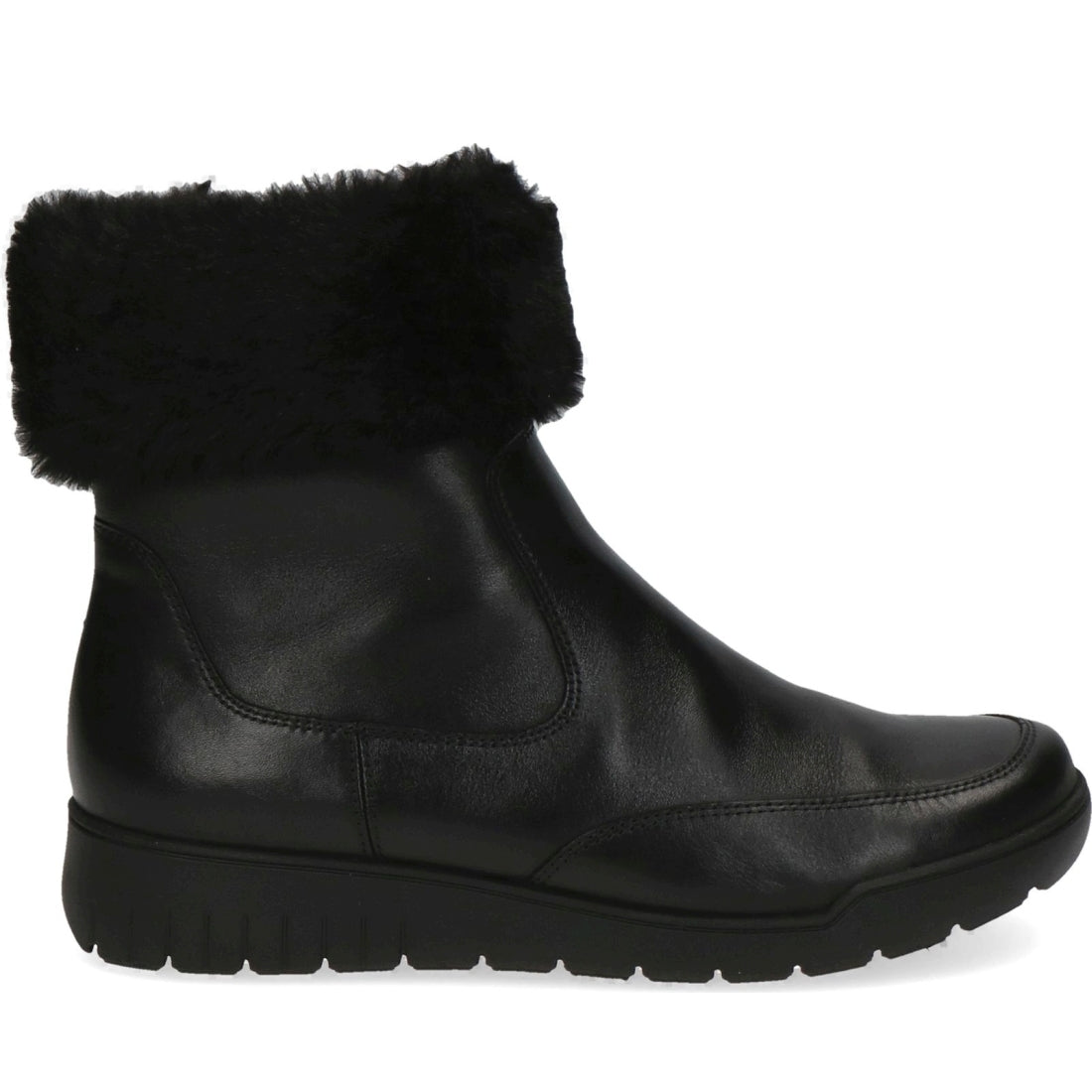 Caprice womens black nappa casual closed booties | Vilbury London