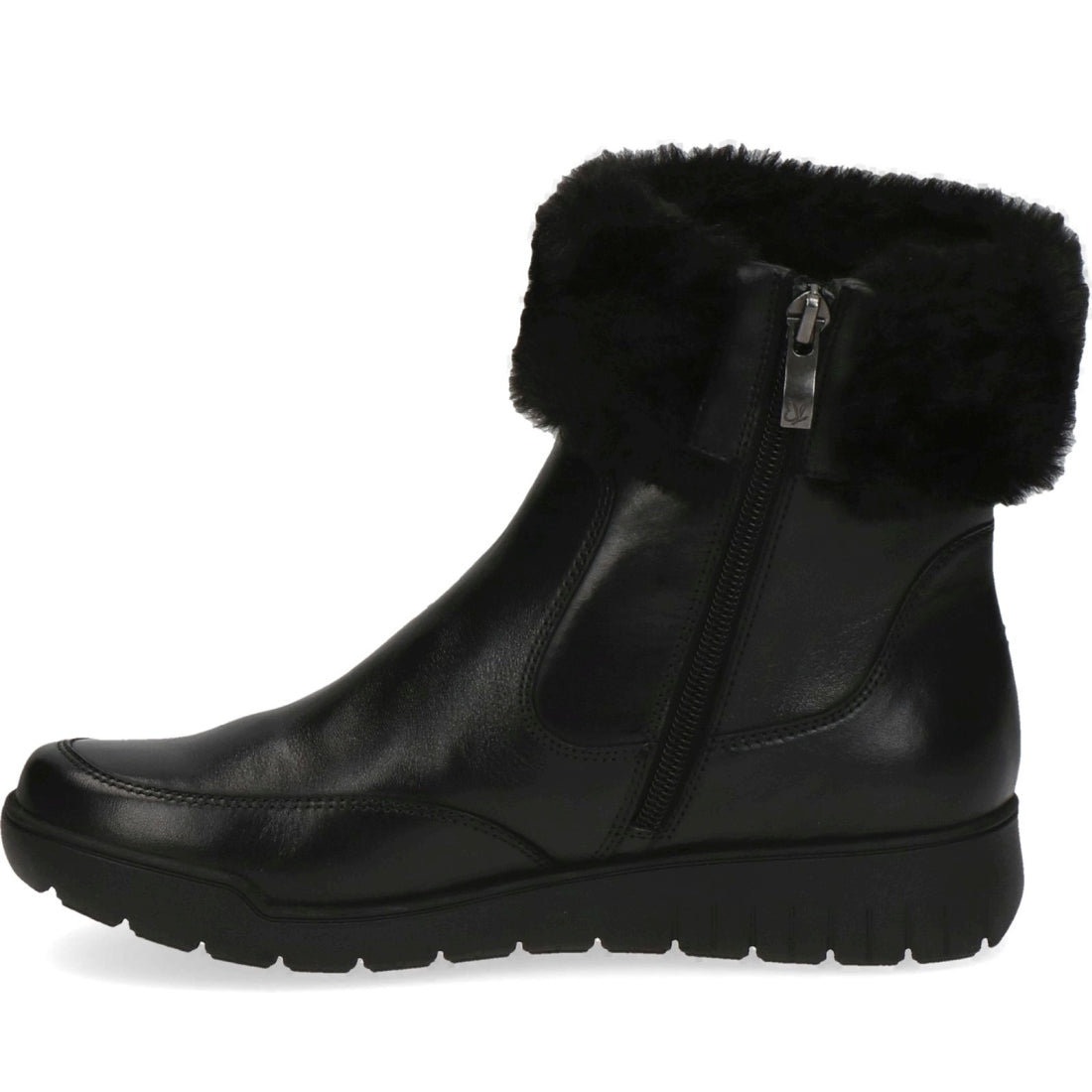 Caprice womens black nappa casual closed booties | Vilbury London