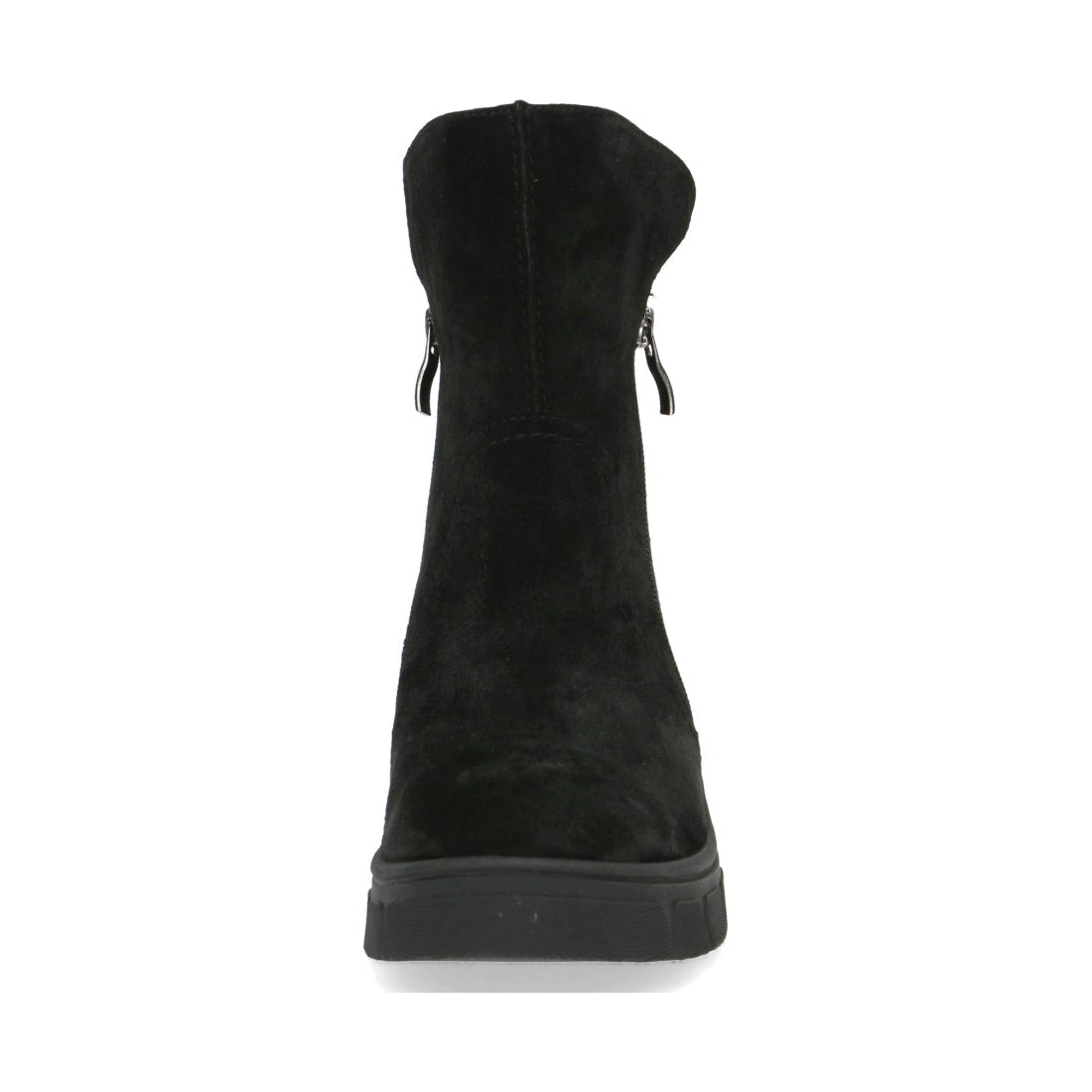 Caprice womens black suede casual closed booties | Vilbury London