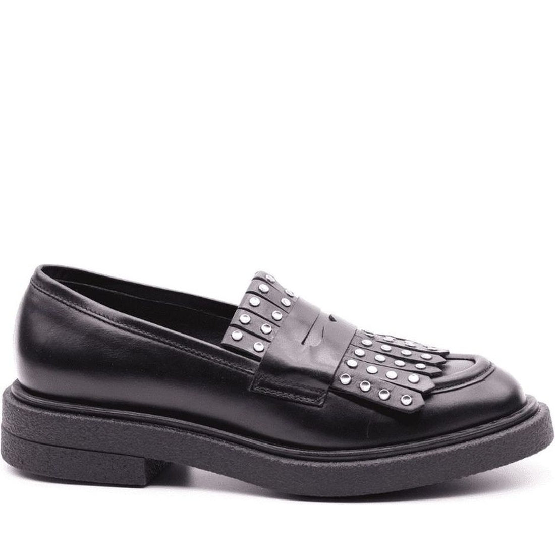 CARMENS womens nero brook fringe loafers | Vilbury London