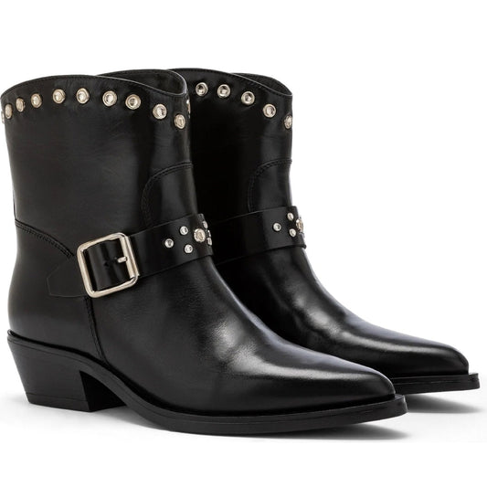 CARMENS womens nero kelly stud booties | Vilbury London