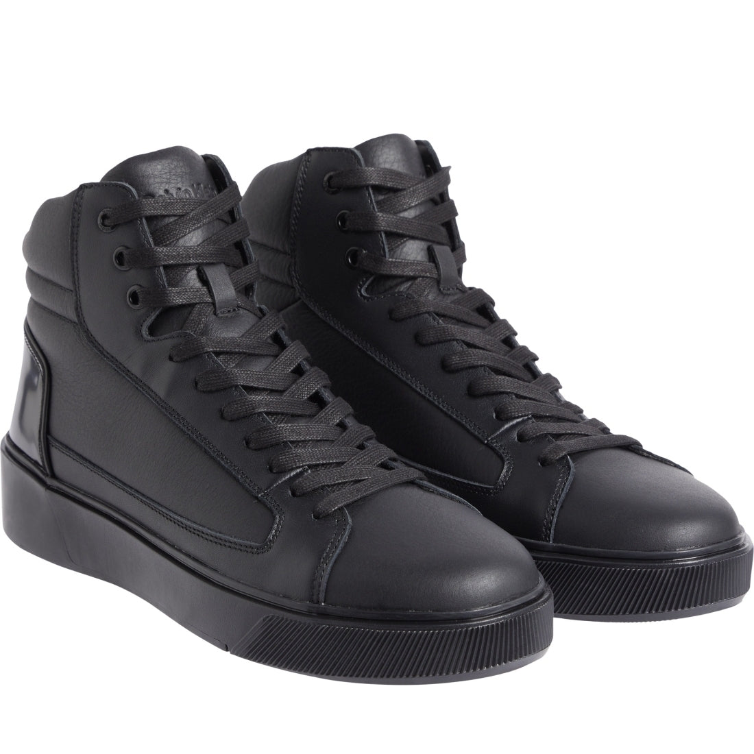 Calvin Klein mens triple black high top lace up booties | Vilbury London