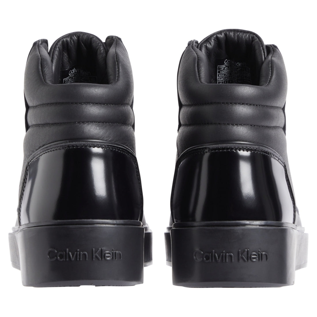 Calvin Klein mens triple black high top lace up booties | Vilbury London