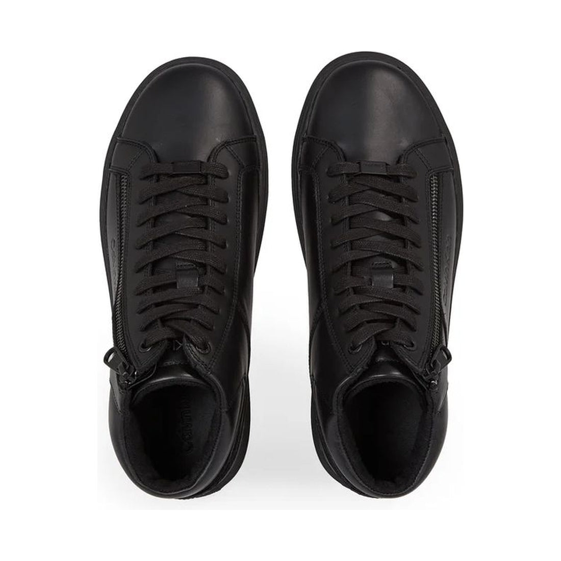 Calvin Klein mens triple black high top lace up booties | Vilbury London