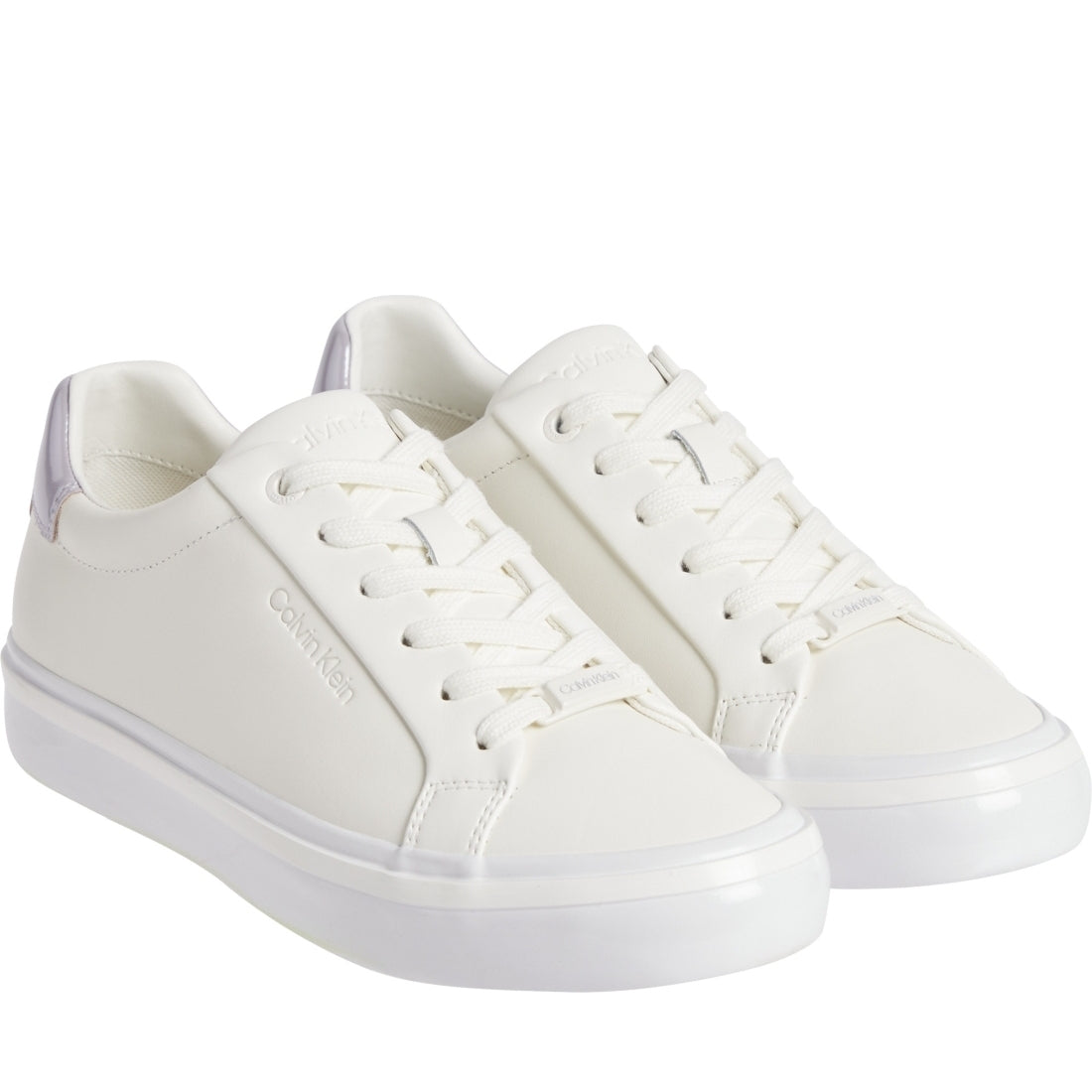 Calvin Klein womens marshmallow, lilac vulc lace up sport shoe | Vilbury London