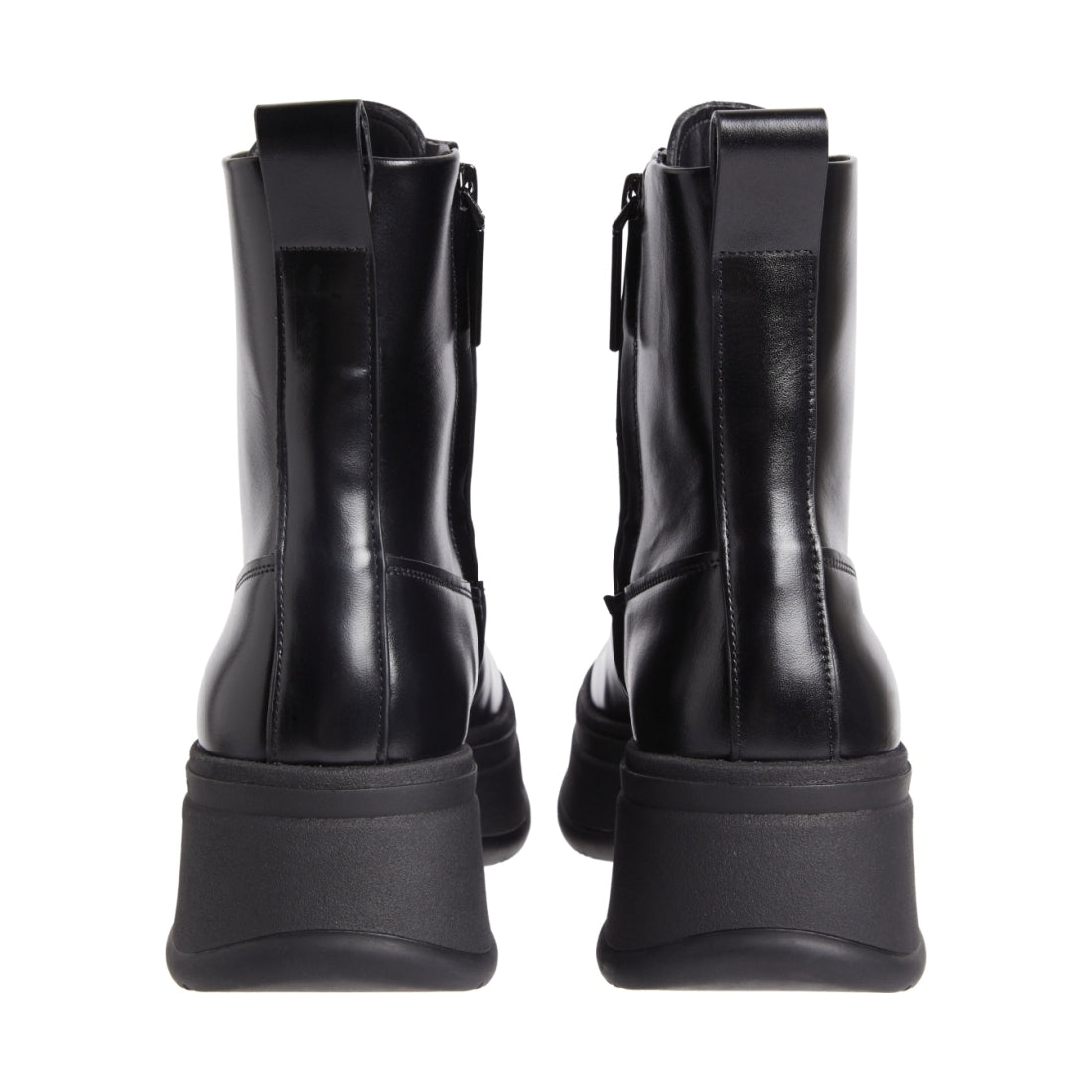 Calvin Klein womens black pitched combat boot | Vilbury London