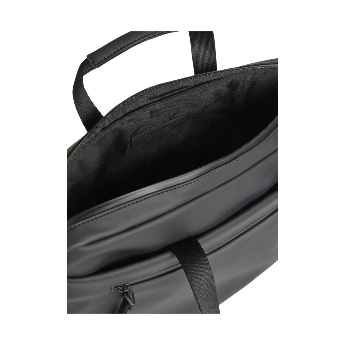 Calvin Klein mens black rubberized slim laptop bag | Vilbury London