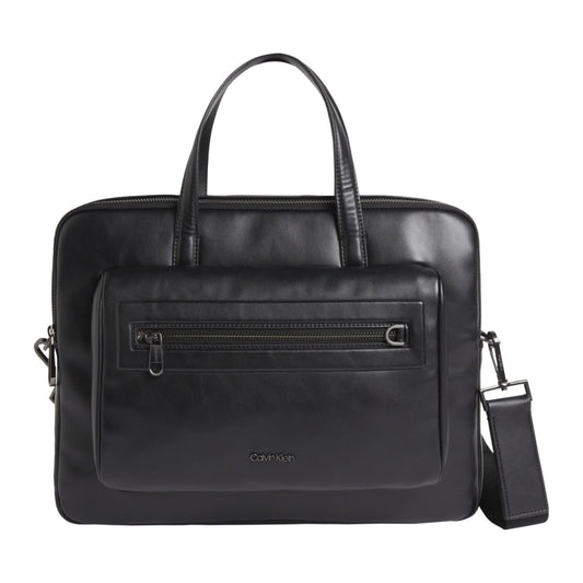 Calvin Klein mens black elevated laptop bag | Vilbury London