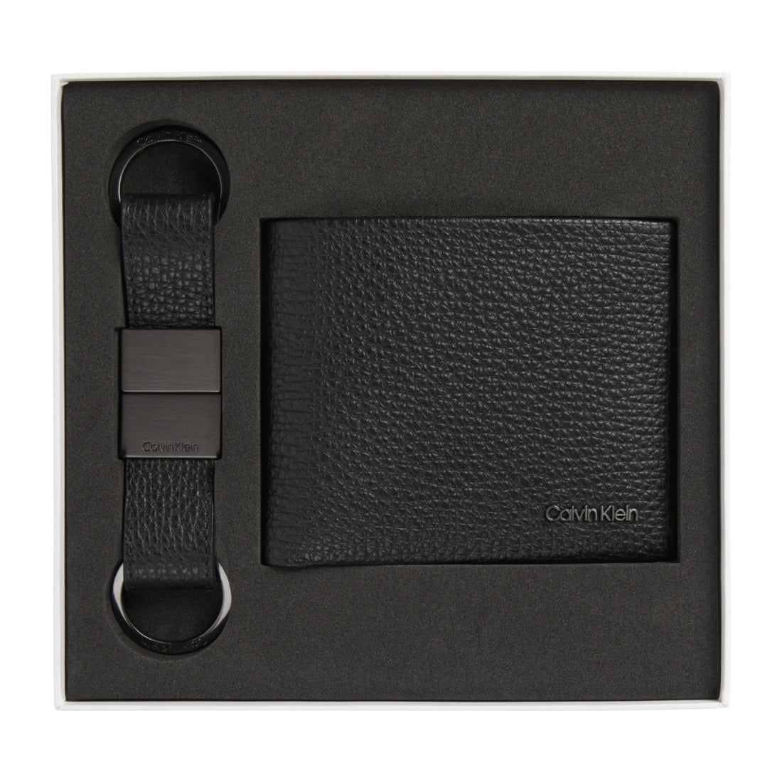 Calvin Klein mens black minimalism 5cc/keyfob wallets | Vilbury London