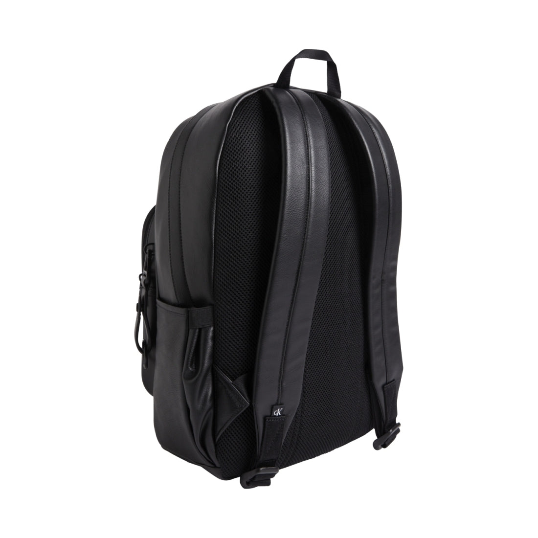 Calvin Klein Jeans mens black tagged rounded backpack | Vilbury London