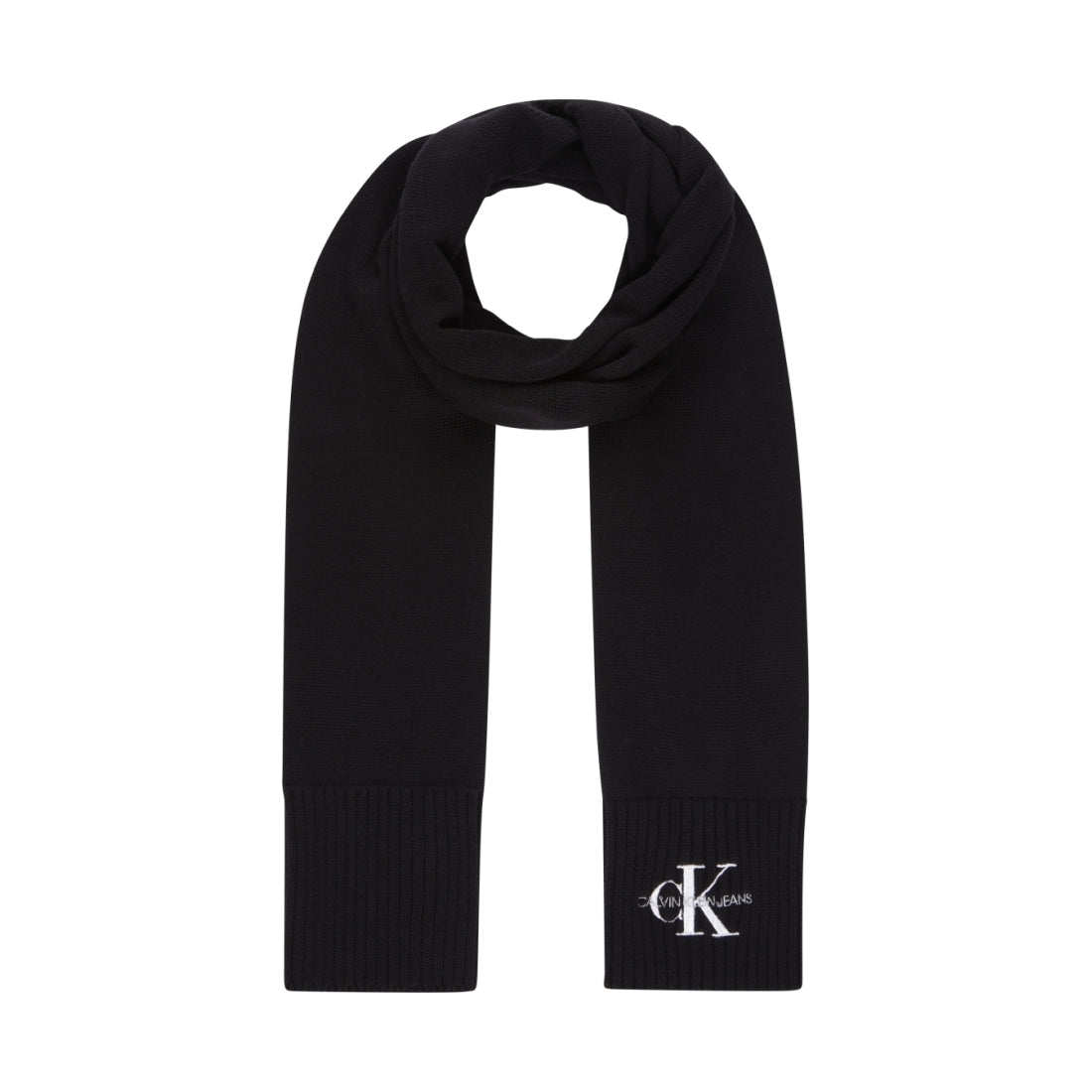 Calvin Klein Jeans mens black monologo embro scarf | Vilbury London