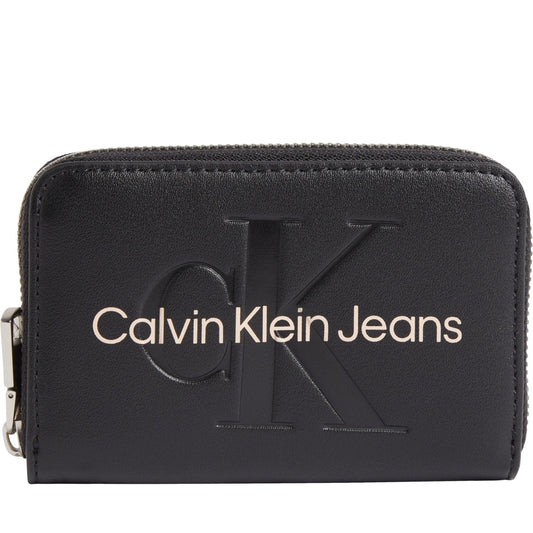 Calvin Klein Jeans womens blawith rose sculpted zip mono wallets | Vilbury London