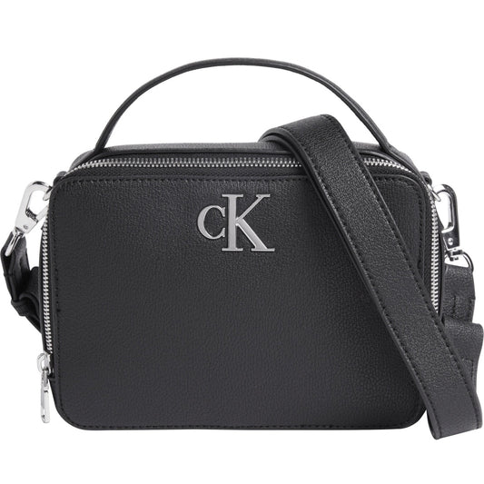 Calvin Klein Jeans womens black minimal monogram camera bag | Vilbury London