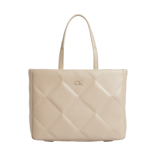 Calvin Klein womens silver mink re-lo quilt tote | Vilbury London