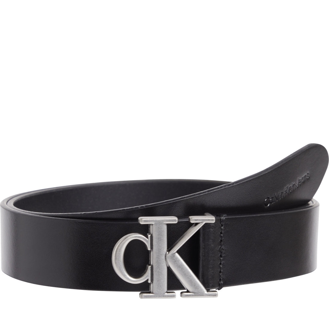 Calvin Klein Jeans womens black round mono belt 30mm | Vilbury London