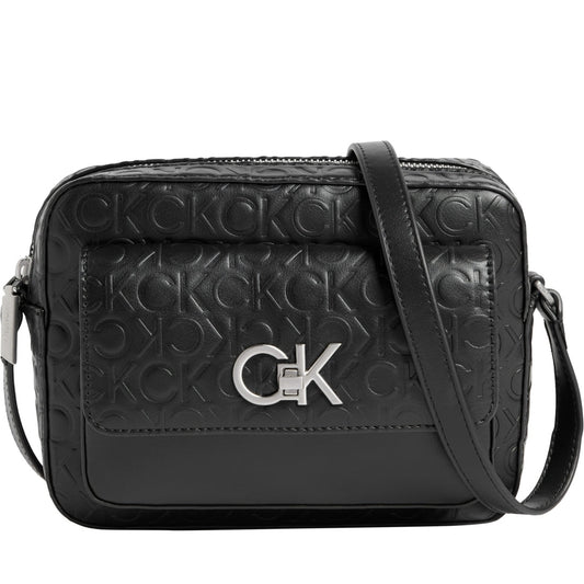 Calvin Klein womens black re-lo camera bag | Vilbury London