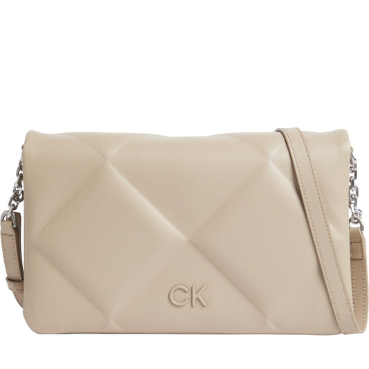 Calvin Klein womens silver mink re-lo quilt shoulder bag | Vilbury London