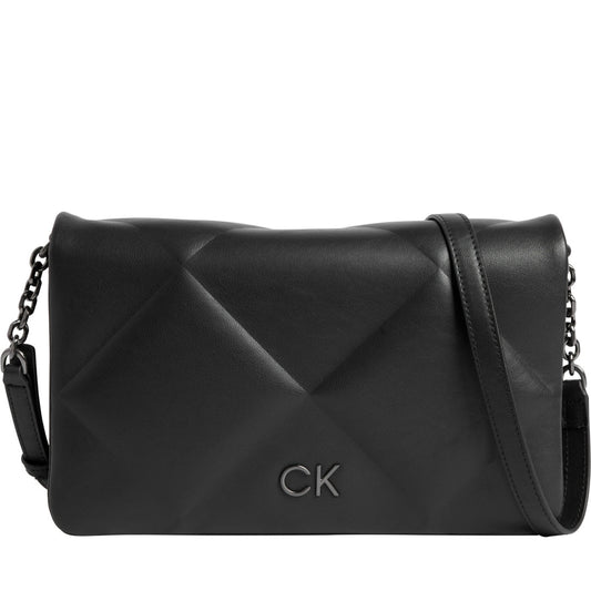 Calvin Klein womens black re-lo quilt shoulder bag | Vilbury London