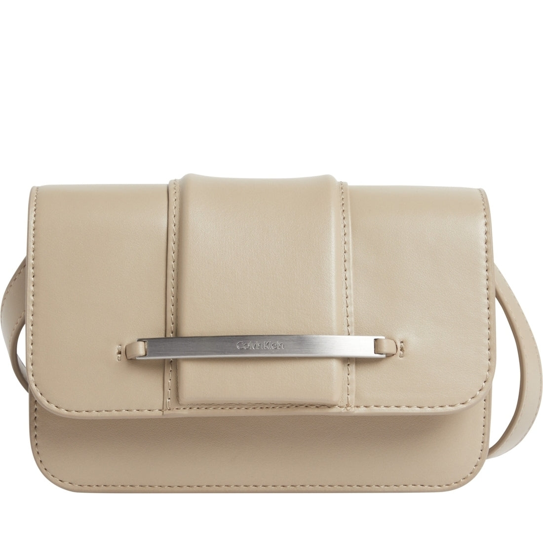 Calvin Klein womens silver mink bar hardware crossbody | Vilbury London