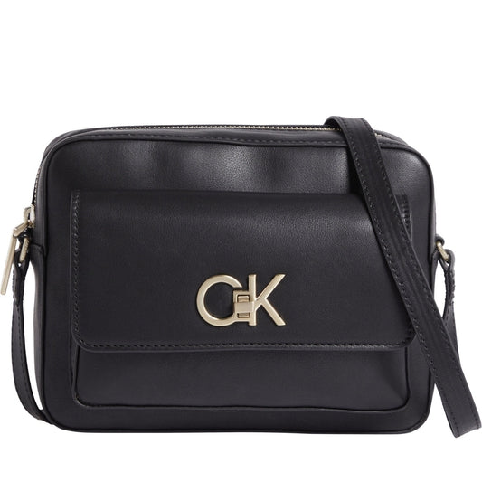 Calvin Klein womens black re-lo camera bag | Vilbury London