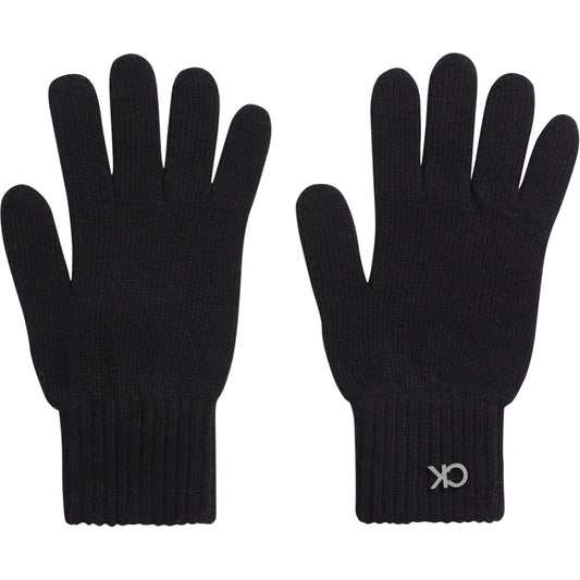 Calvin Klein womens black re-lo knit gloves | Vilbury London